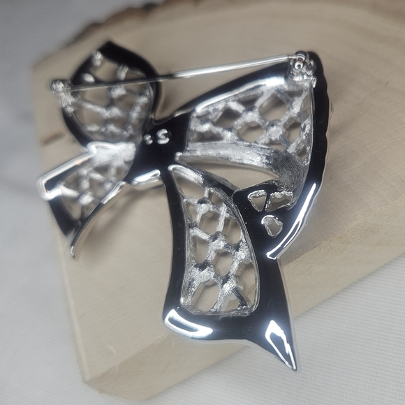 Swarovski Signed Pave Crystal Bow Brooch NIB 2.75" Retail $150 - Picture 7 of 11